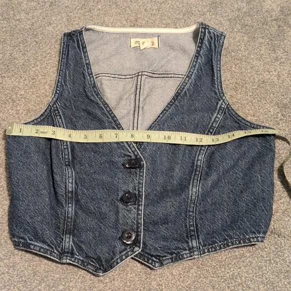 Madewell Denim Cropped Vest Size 4 - Picture 4 of 7